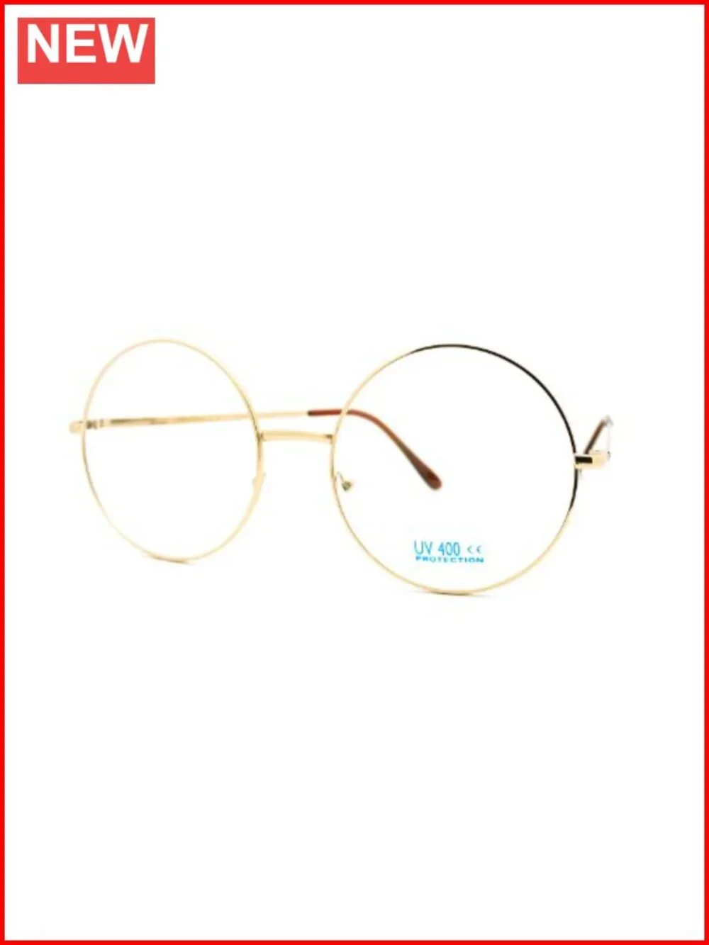 Oversized Round Circle Frame Clear Lens Glasses UV400 Protection Metal Frame